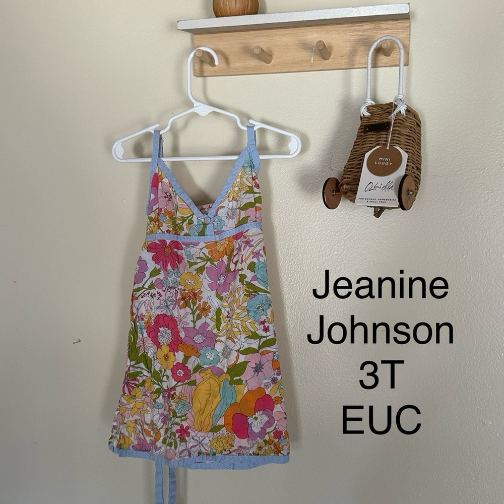 Floral Toddler Dress with Blue Trim